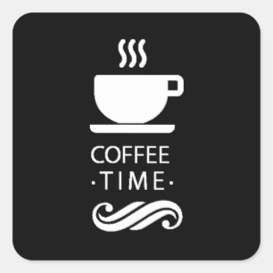 Adesivo Quadrado Tempo preto e branco do café