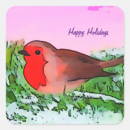 Adesivo Quadrado temporada de Natal Robin Holiday