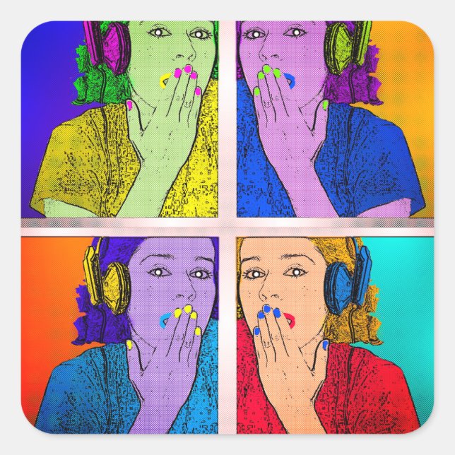 Adesivo Quadrado Tendência e Colorida (Frente)