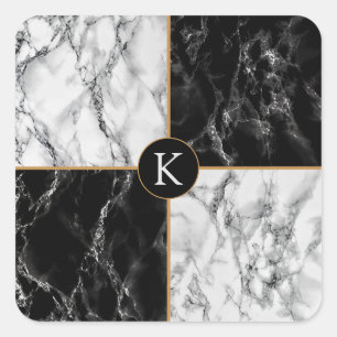 Adesivo Quadrado Tendência Preto e Branco Verificar Marble Adicion