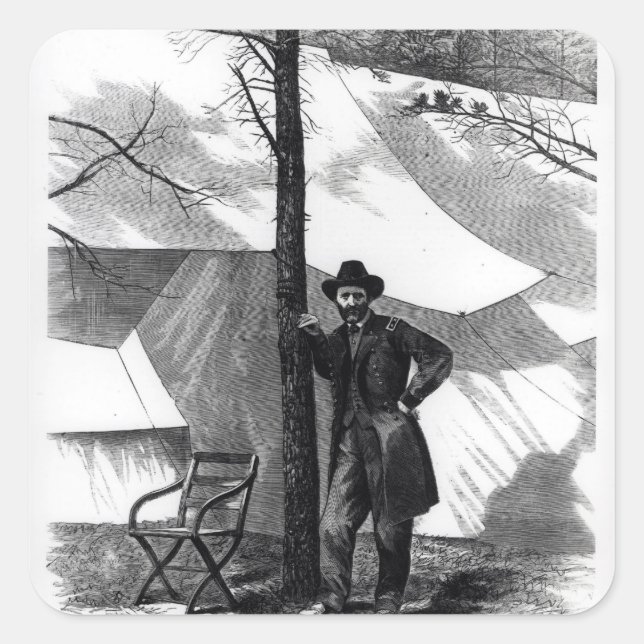 Adesivo Quadrado Tenente-General Ulysses S. Grant (Frente)