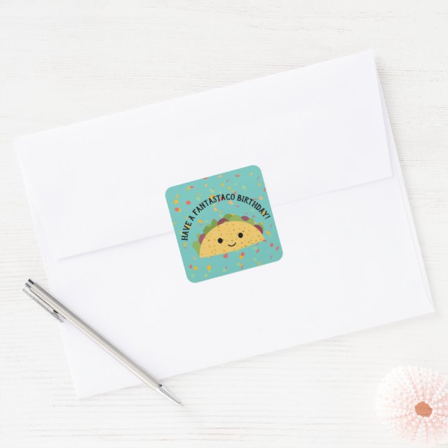 Adesivo Quadrado Tenha um Fantastaco Birthday Cute Kawaii (Envelope)