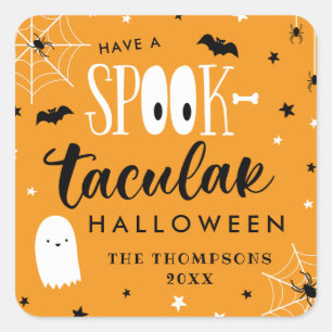 Adesivo Quadrado Tenha um Favor de Halloween Espetacular