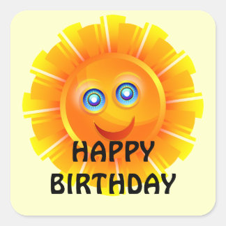 Adesivo Quadrado Tenha um feliz aniversário ensolarado