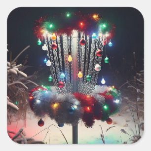 Adesivo Quadrado Tenham um Disco Holly Jolly! Humor de Natal