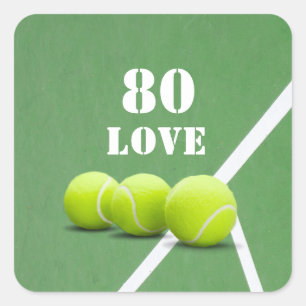 Adesivo Quadrado Ténis Aniversário de 80 anos com amor pelo jogador
