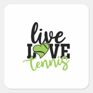 Adesivo Quadrado Tênis Player   Live Love Tênis
