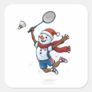 Adesivo Quadrado Tenista de Neve Natal 2026 Feriado Esporte