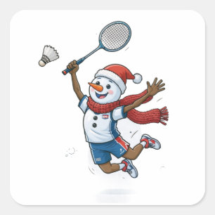 Adesivo Quadrado Tenista de Neve Natal 2026 Feriado Esporte