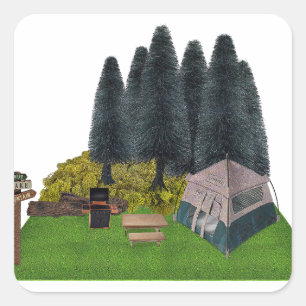 Adesivo Quadrado Tent Camping in the Forest