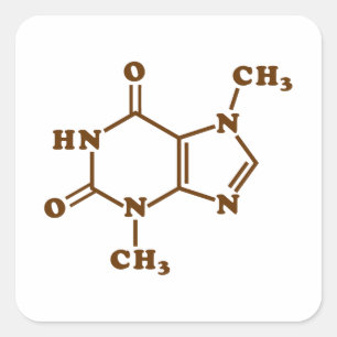Adesivo Quadrado Teobromina - Teobromina - Fórmula Química Molecula