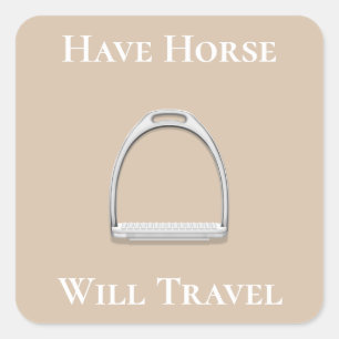 Adesivo Quadrado "Ter Cavalo Vai Viagem" Stirrup Iron Beige