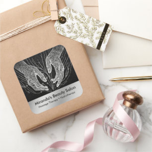 Adesivo Quadrado Terapêutica de Massagem Terapia Mãos Energia Spa B