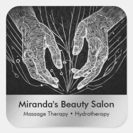 Adesivo Quadrado Terapêutica de Massagem Terapia Mãos Energia Spa B