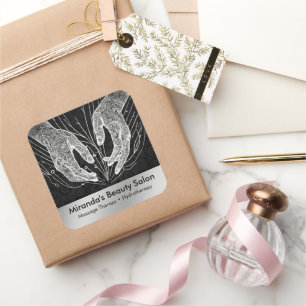 Adesivo Quadrado Terapêutica de Massagem Terapia Mãos Energia Spa B