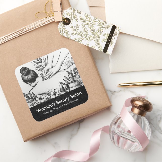 Adesivo Quadrado Terapêutica de Massagem Terapia Mãos Energia Spa B (Presentear)