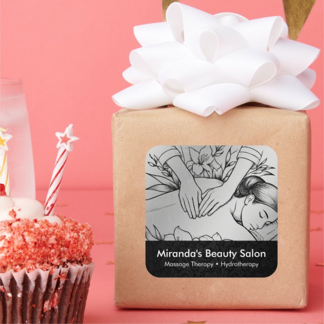 Adesivo Quadrado Terapêutica de Massagem Terapia Mãos Energia Spa B (Festa)