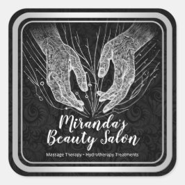 Adesivo Quadrado Terapêutica de Massagem Terapia Mãos Energia Spa B