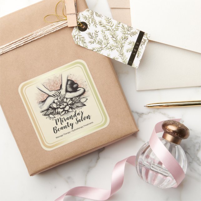 Adesivo Quadrado Terapêutica de Massagem Terapia Mãos Energia Spa B (Presentear)