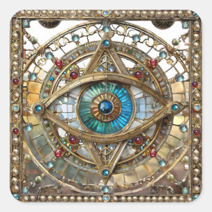Adesivo Quadrado Terceiro Olho Vidro da Janela Ornamentado