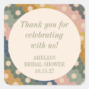 Adesivo Quadrado Terra Boho Antigo Agradecimento Personalizado de C