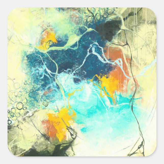 Adesivo Quadrado Terra - Design Abstrato Verde (Frente)