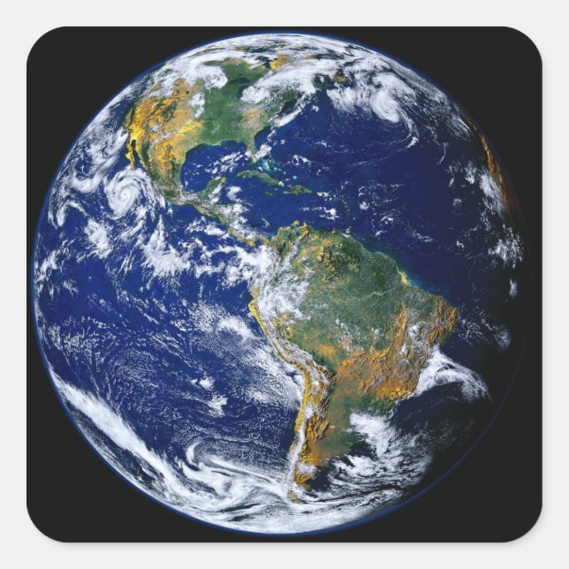 Adesivo Quadrado Terra do cheio mostrando as Américas (Frente)