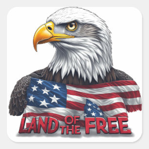 Adesivo Quadrado Terra dos Livres, Bandeira Americana Patriótica