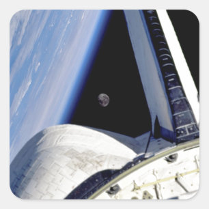 Adesivo Quadrado Terra e Lua a partir do Ônibus Espacial Discovery