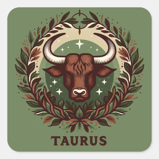 Adesivo Quadrado Terra, Sensual Taurus Zodiac - Sinal de Arte Desig (Frente)