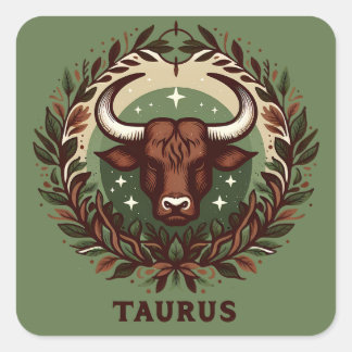 Adesivo Quadrado Terra, Sensual Taurus Zodiac - Sinal de Arte Desig