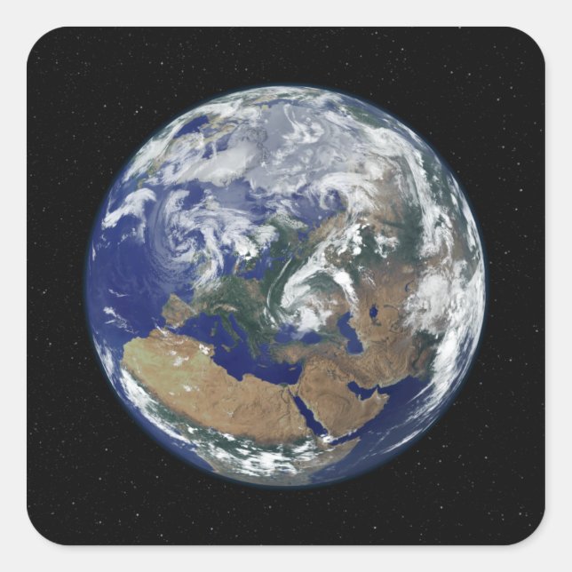 Adesivo Quadrado Terra totalmente iluminada centrada na Europa (Frente)