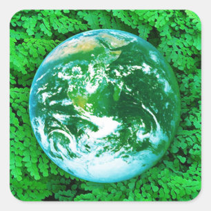 Adesivo Quadrado Terra verde - consciência ecológica