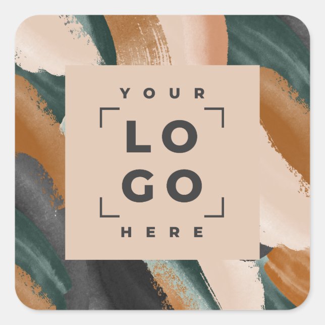 Adesivo Quadrado Terracotta, abstrato verde pintou o mínimo moderno (Frente)