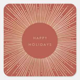 Adesivo Quadrado Terracotta e Dourado quadro de explosão solar dec