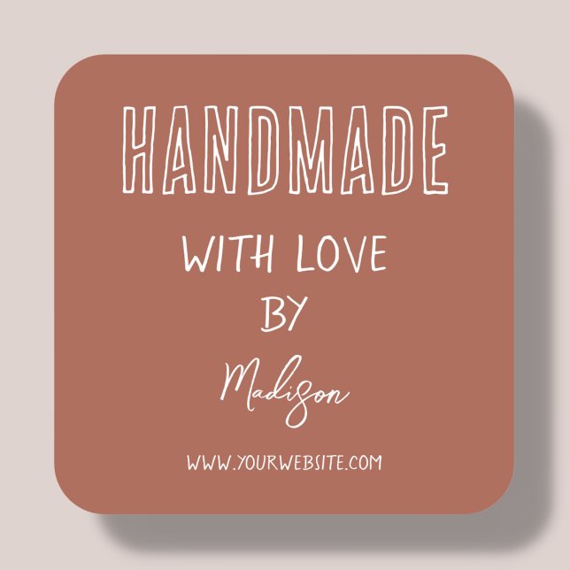 Adesivo Quadrado Terracotta | Feitas À Mão Com Amor (Criador carregado)