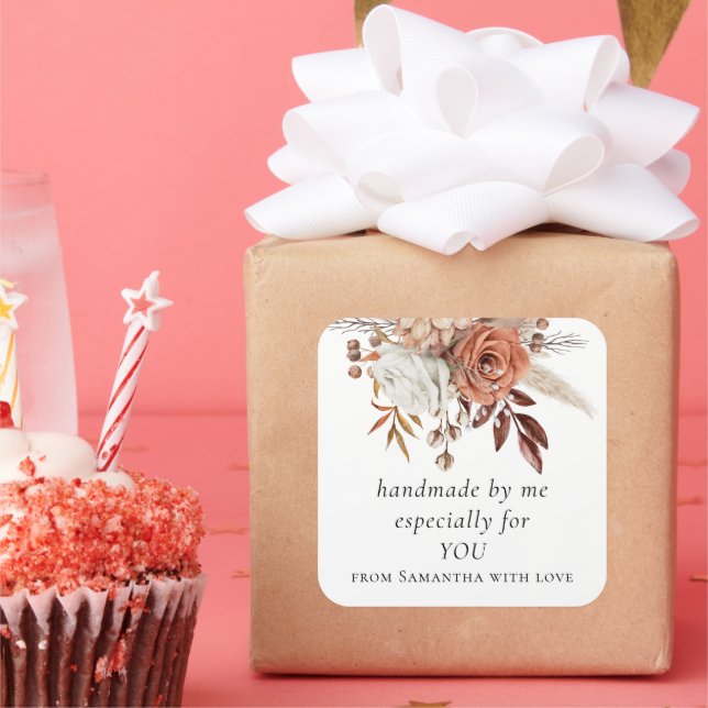 Adesivo Quadrado Terracotta Florals Feita À Mão Especialmente Para  (Festa)