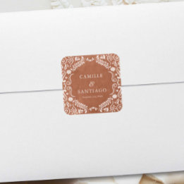 Adesivo Quadrado Terracotta Mexicano Wedding Papel Picado
