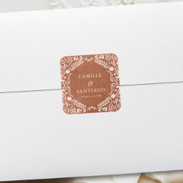 Adesivo Quadrado Terracotta Mexicano Wedding Papel Picado