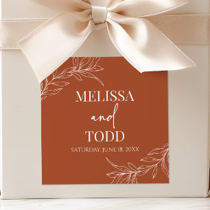 Adesivo Quadrado Terracotta Minimal Minimalista Ramo Folha Casament