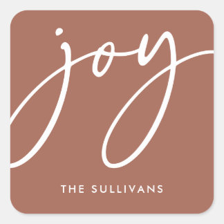 Adesivo Quadrado Terracotta Minimalista Joy Holiday Sticker