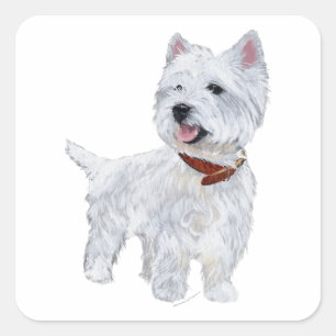 Adesivo Quadrado Terrier Branco das Terras Altas Ocidentais