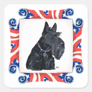 Adesivo Quadrado Terrier Escocês Patriota