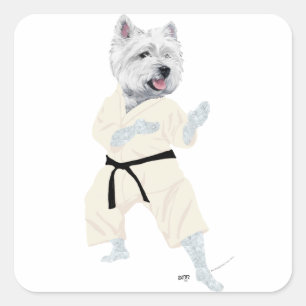 Adesivo Quadrado Terrier West Highland KARATE !