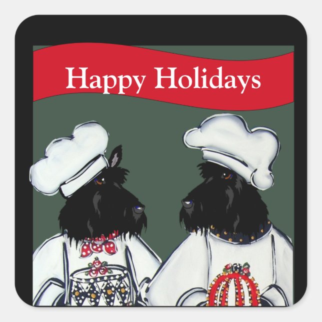 Adesivo Quadrado Terriers escoceses (Frente)