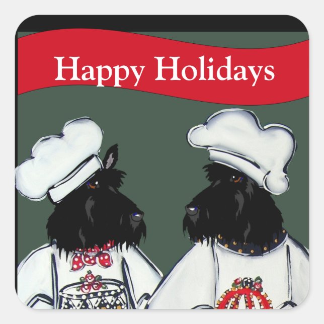 Adesivo Quadrado Terriers escoceses (Frente)