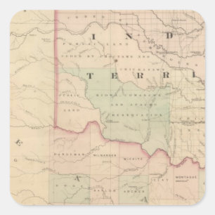 Adesivo Quadrado Território e Texas indianos, parcela noroeste