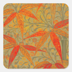 Adesivo Quadrado Terthy Bamboo Art Vintage Impressão Orange