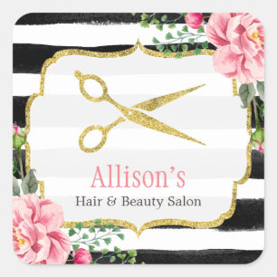 Adesivo Quadrado Tesouras Douradas, Estiletas, Palidez Rosa, Estimu