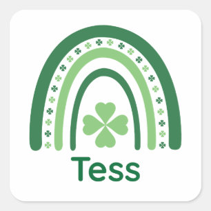 Adesivo Quadrado Tess Name Clover Boho Rainbow